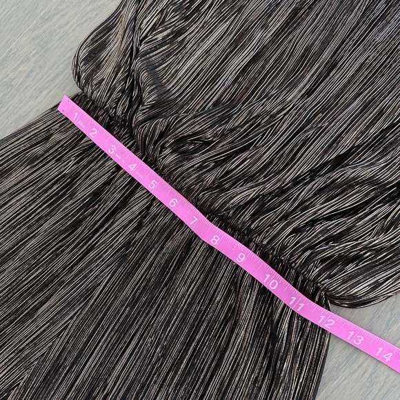 Sabina Musayev Jones Disco Pleated Jumpsuit Gold Black Metallic Lame - SMALL - Picture 7 of 10